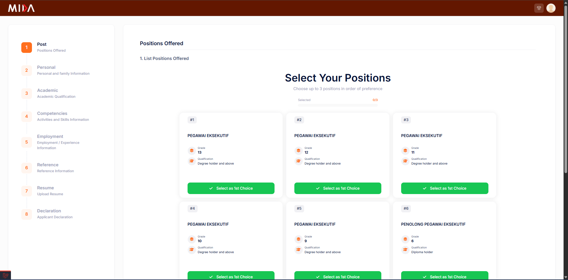 Position(s) Offered screenshot