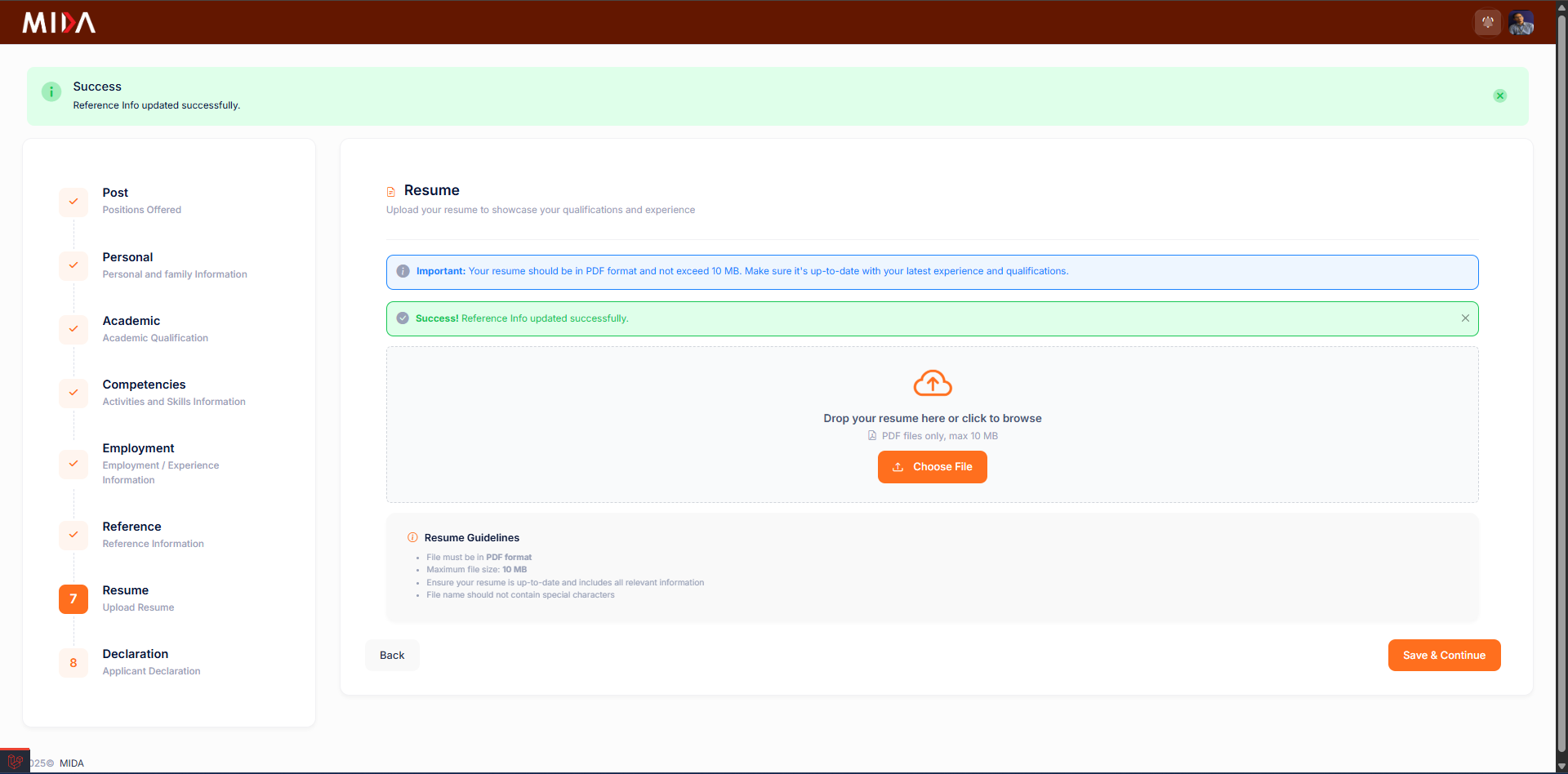 Upload Resume & Documents screenshot